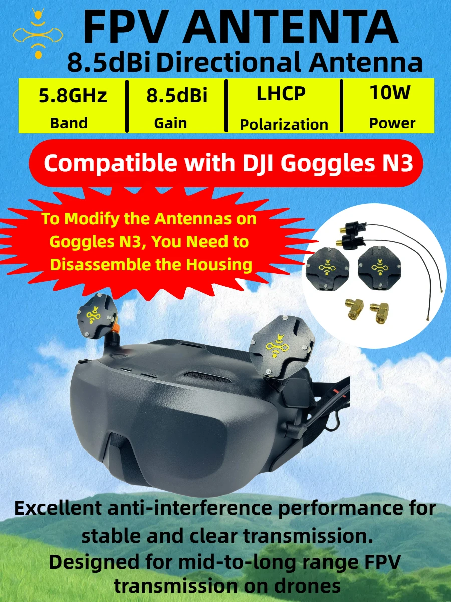 8.5dBi LHCP FPV Patch Antenna  - огляд і ціна Drone Racing Goggles